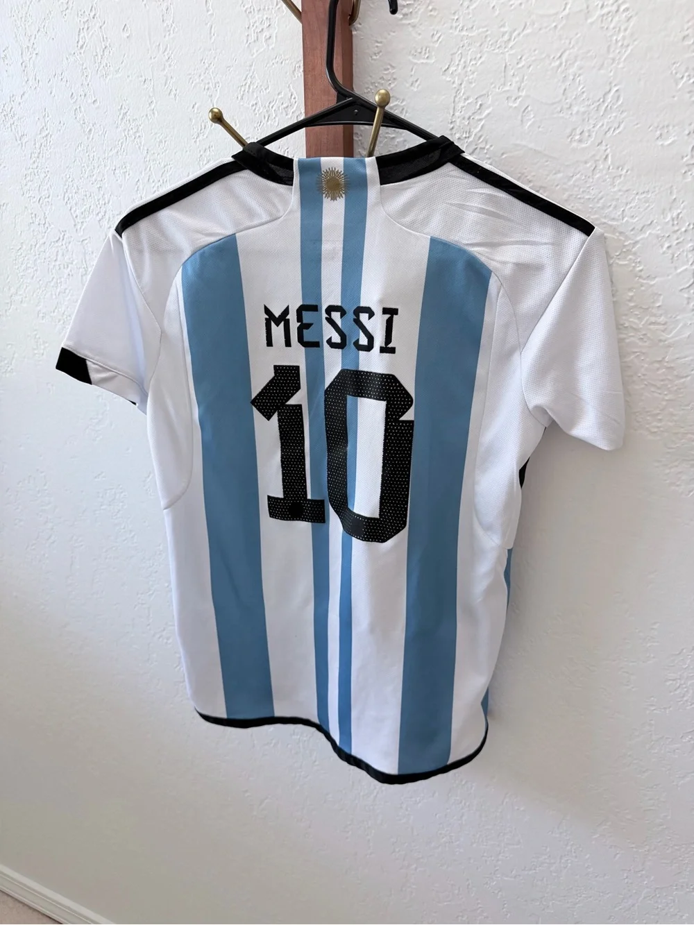 Argentina Striped Soccer Jersey - White & Light Blue - Unbranded